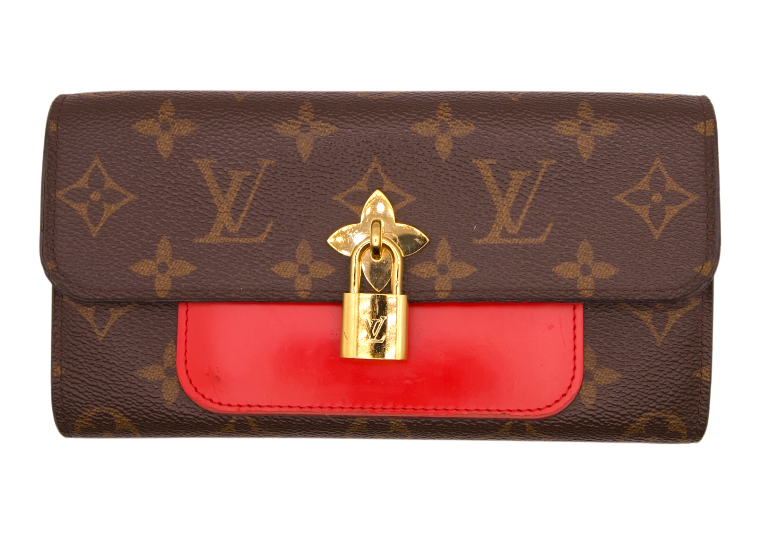 Louis Vuitton Monogram LV padlock Wallet Red
