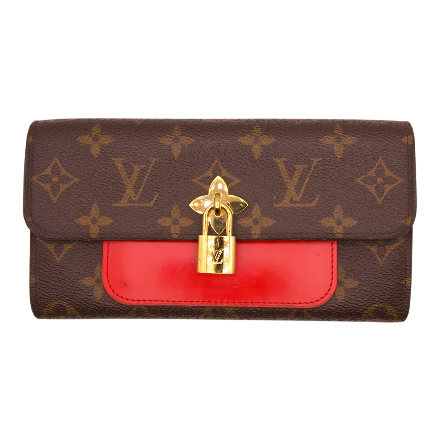 Louis Vuitton Monogram LV padlock Wallet Red