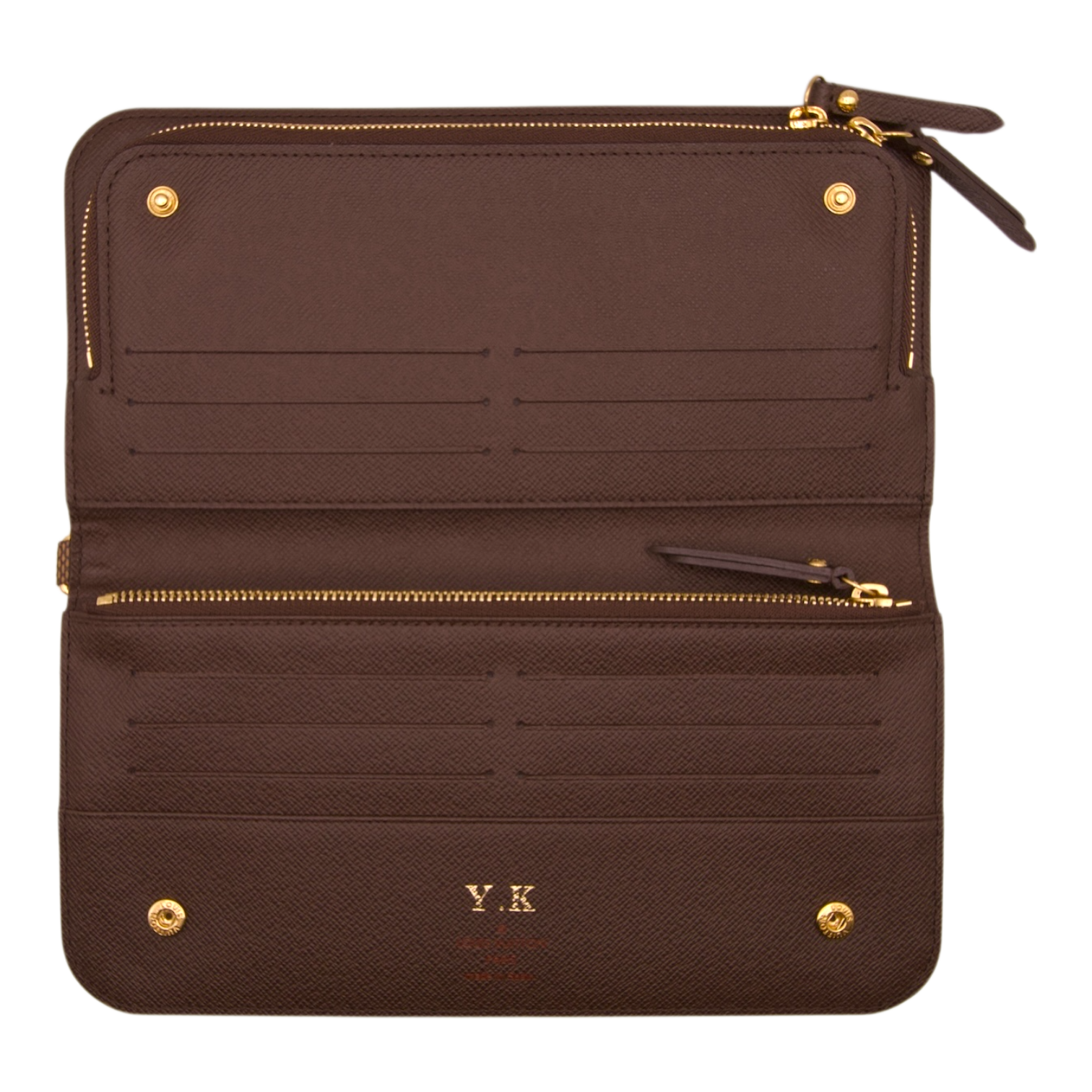 Louis Vuitton Damier Ebene Zippy Card Organizer (Initials on Wallet)