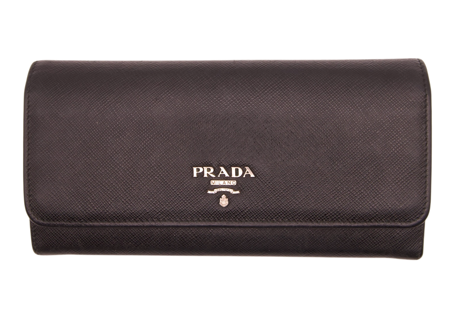 Prada Saffiano Continental Wallet Black Leather