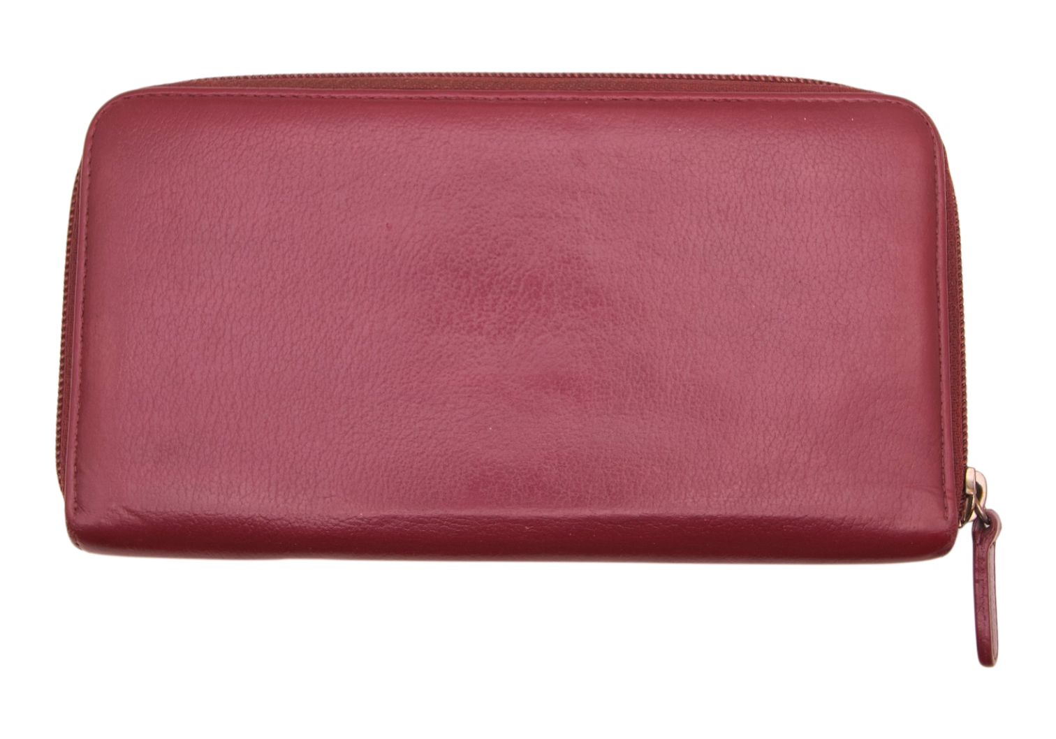 Chanel Burgundy Lambskin Camellia Zip Wallet