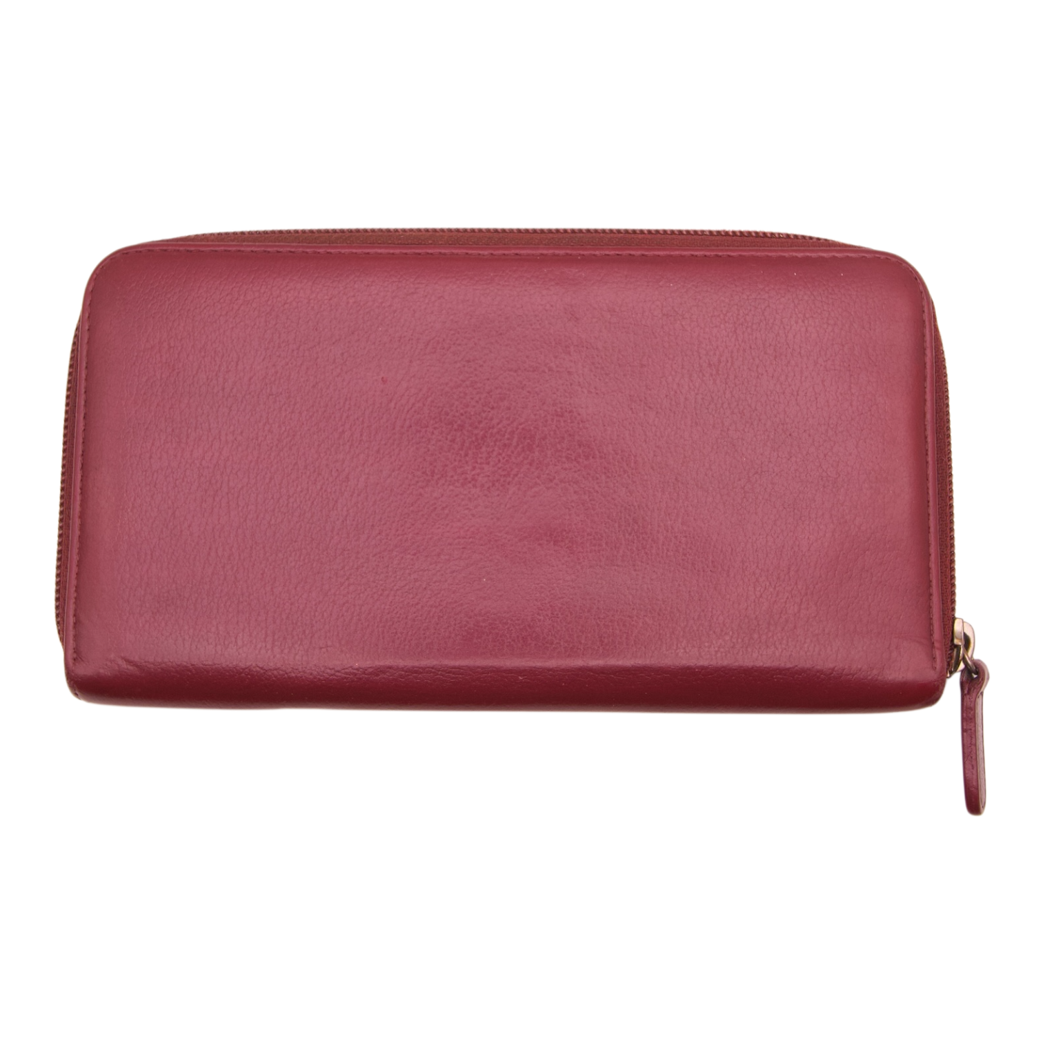 Chanel Burgundy Lambskin Camellia Zip Wallet