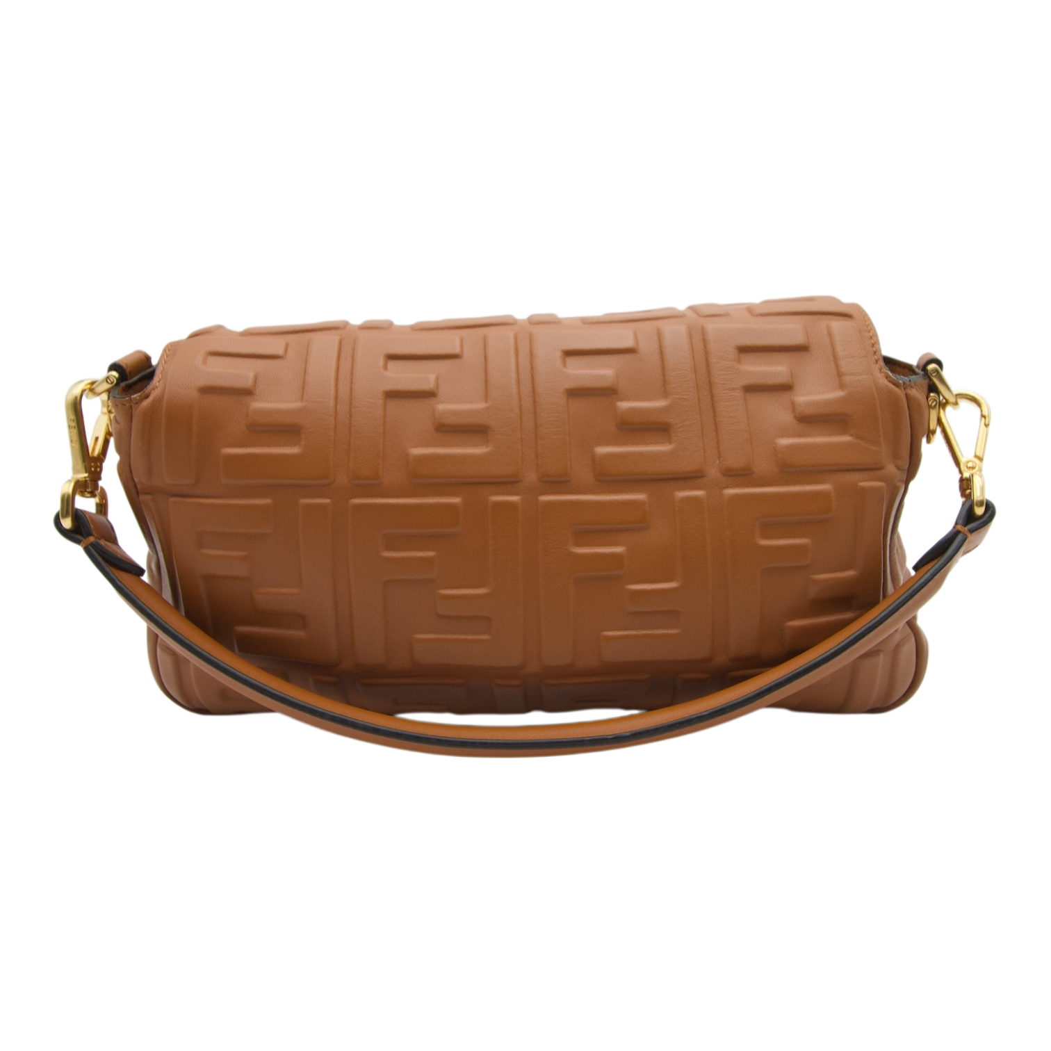 Fendi Embossed Leather Baguette Bag Caramel Brown