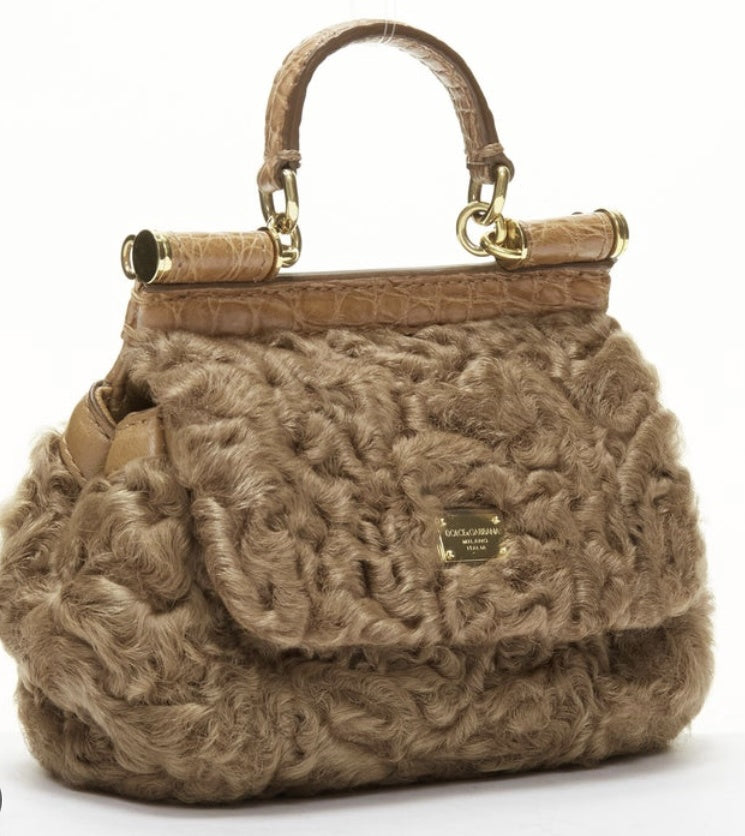 Dolce & Gabbana Mini Sicily Fur Crossbody Bag