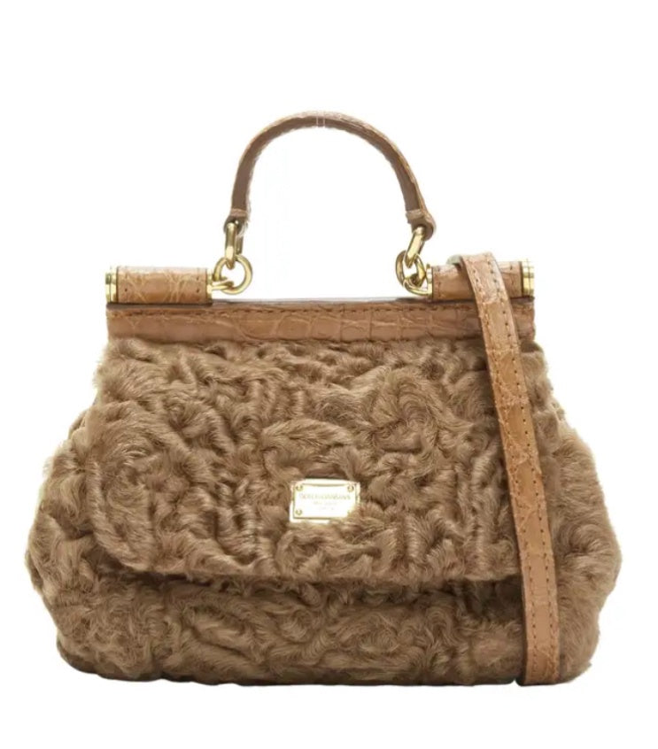 Dolce & Gabbana Mini Sicily Fur Crossbody Bag