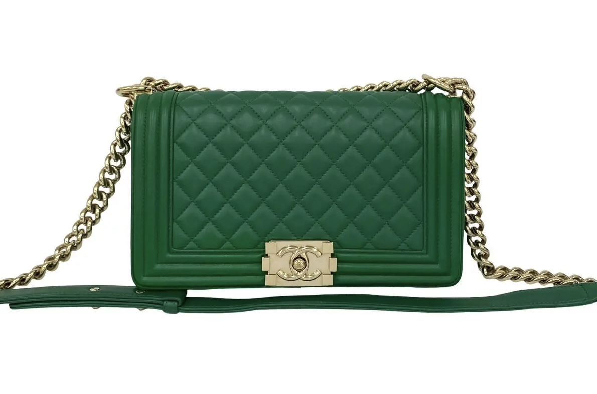 Chanel Boy Flap Quilted Calfskin Green