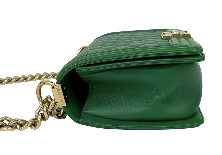Chanel Boy Flap Quilted Calfskin Green