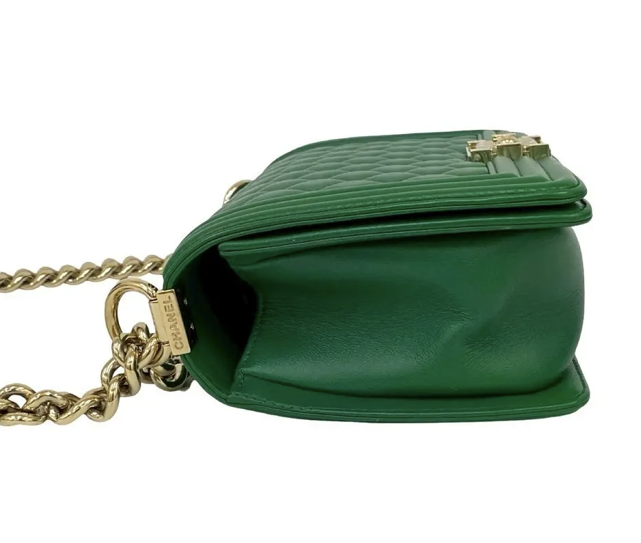 Chanel Boy Flap Quilted Calfskin Green