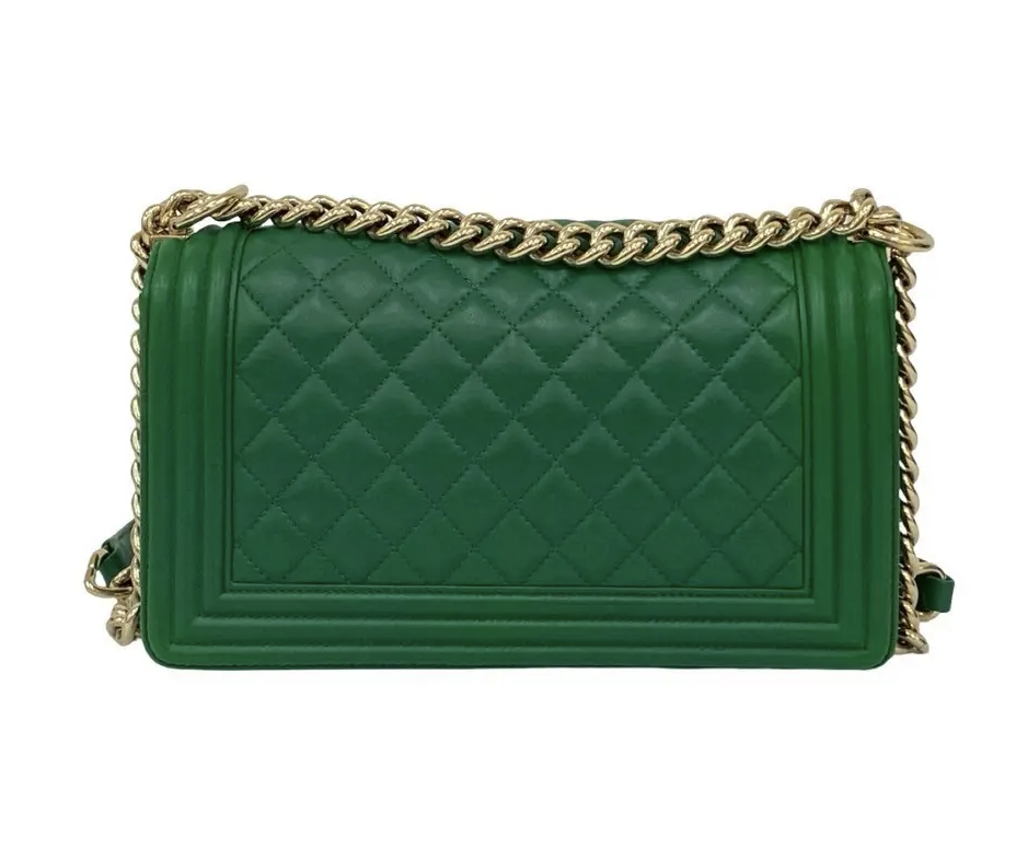 Chanel Boy Flap Quilted Calfskin Green