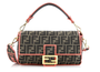 Fendi Medium Baguette Zucca Canvas With Pink Trim