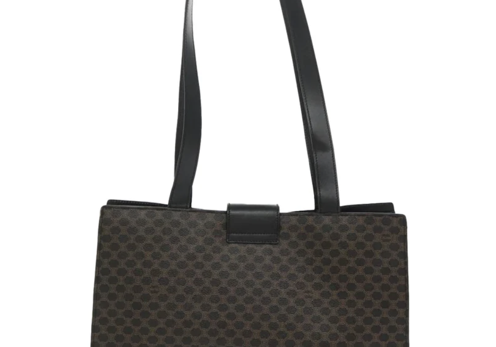 Celine Macadam Turn Lock Shoulder Bag Black Large Vintage