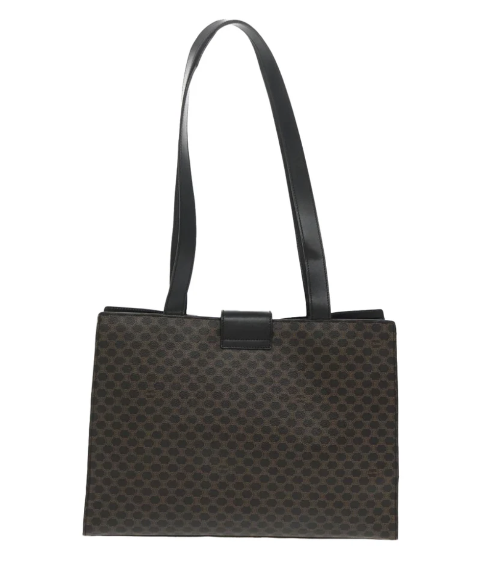 Celine Macadam Turn Lock Shoulder Bag Black Large Vintage