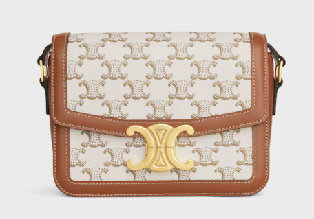 Celine Triomphe Teen Bag Cream Canvas Calfskin Trim