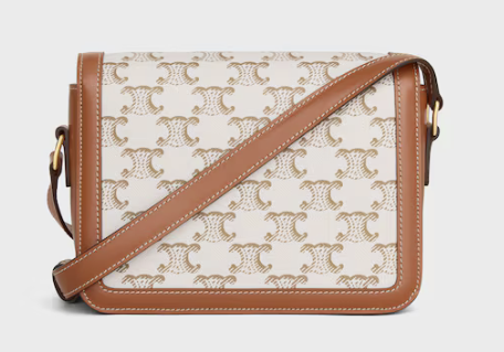 Celine Triomphe Teen Bag Cream Canvas Calfskin Trim