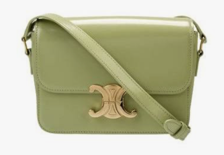Celine Triomphe Teen Bag Green Smooth Calfskin