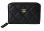 Chanel Caviar Quilted Zip Coin Purse Black Gold Hardware