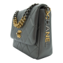 Chanel Side Note Single Flap Bag Grey Quilted Leather