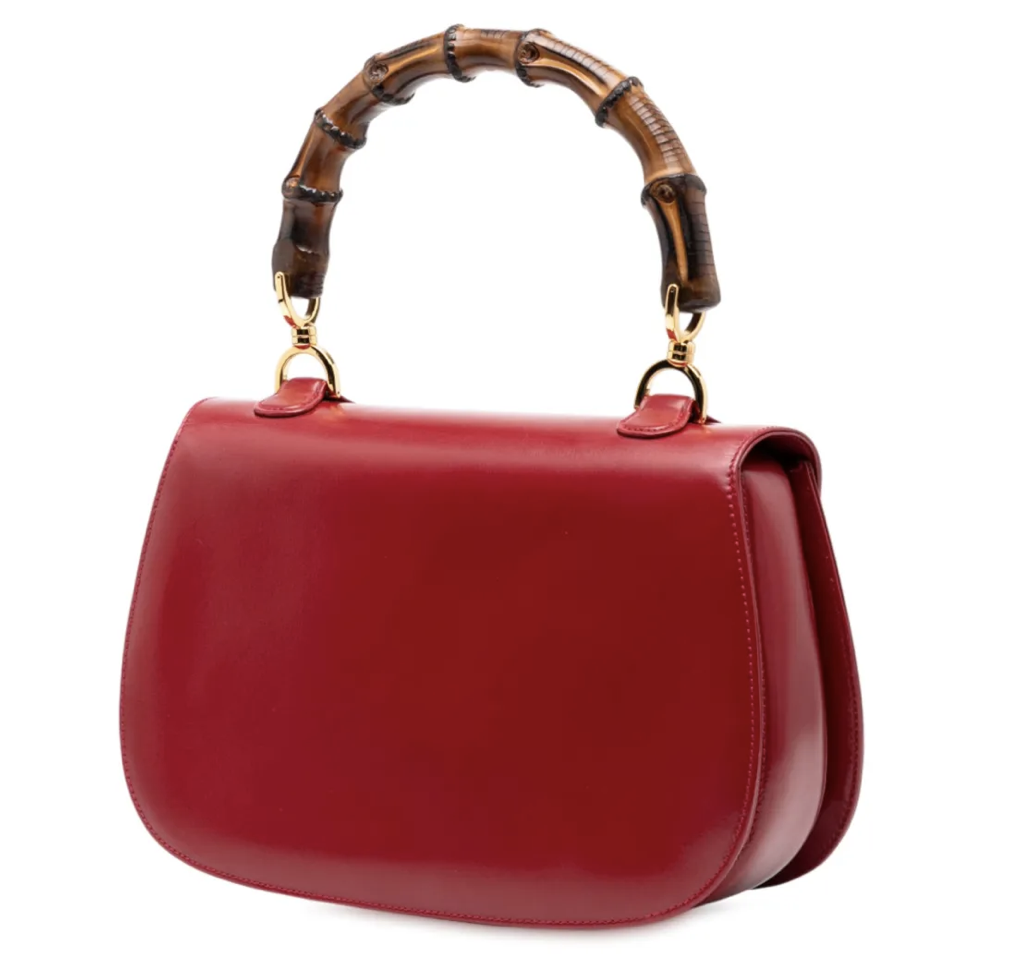 Gucci Bamboo Top Handle Bag Red Leather