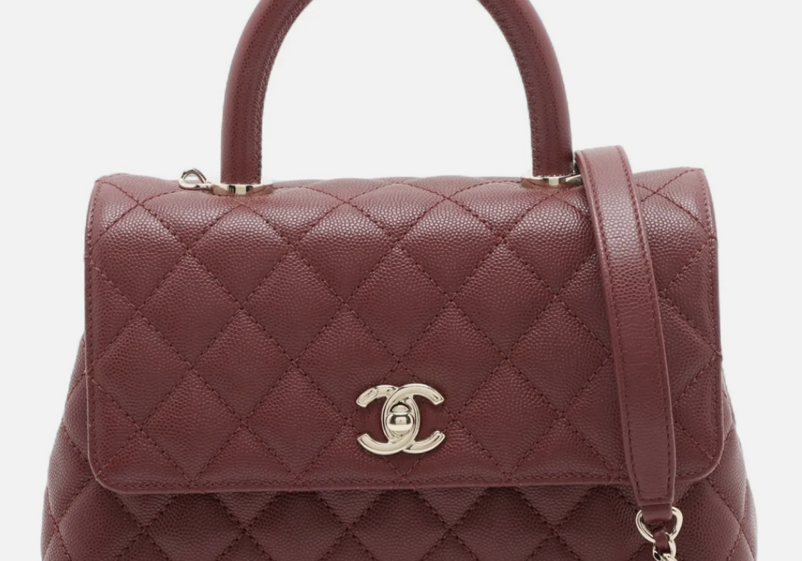 Chanel Caviar Quilted Handle Flap Burgundy