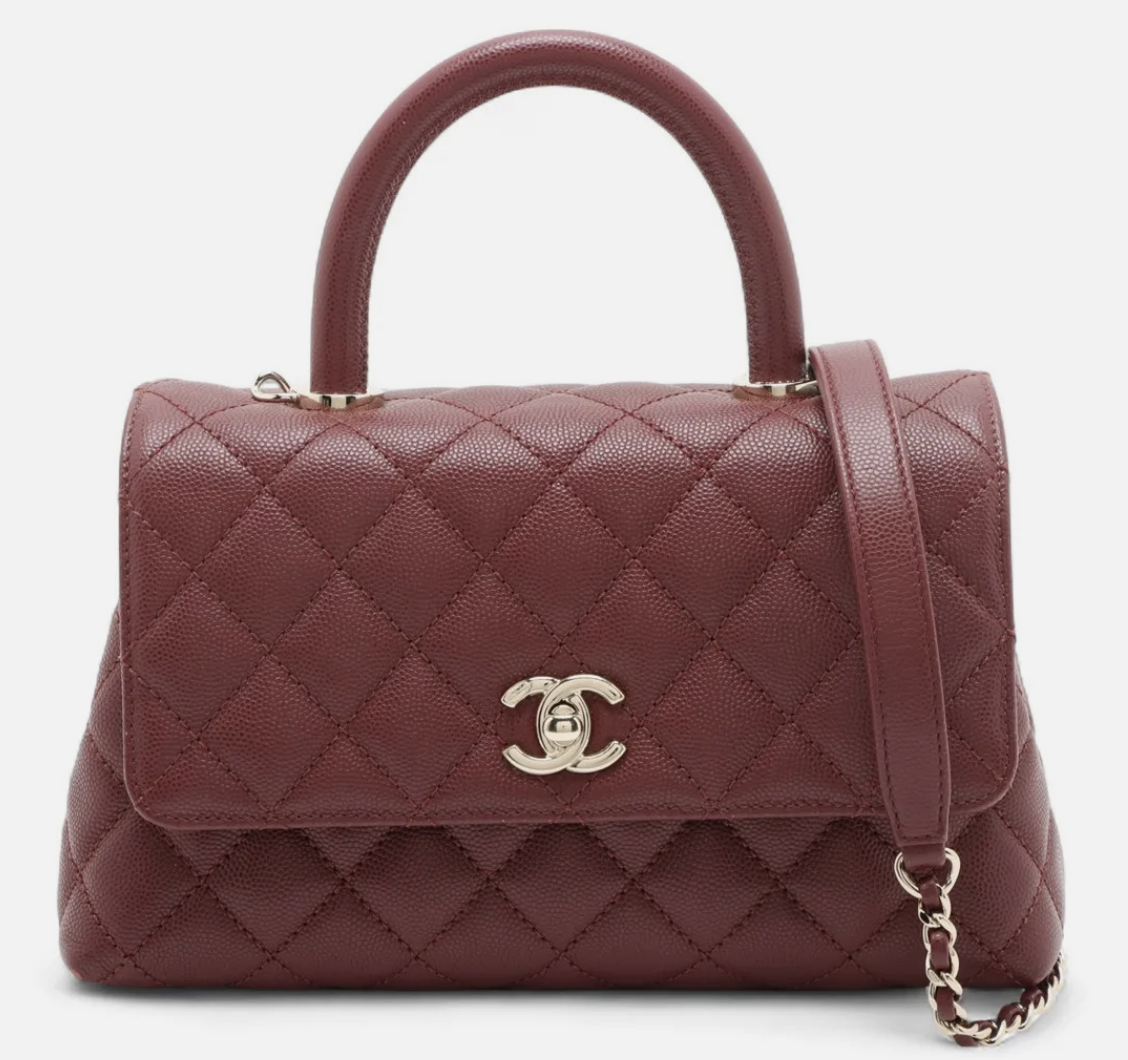 Chanel Caviar Quilted Handle Flap Burgundy