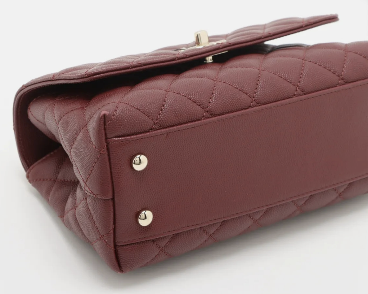 Chanel Caviar Quilted Handle Flap Burgundy