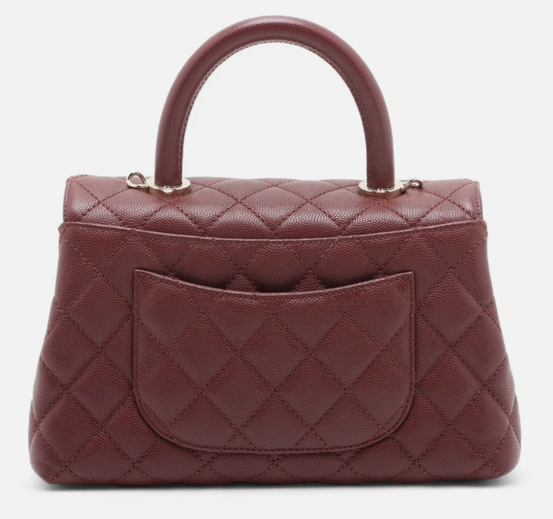 Chanel Caviar Quilted Handle Flap Burgundy