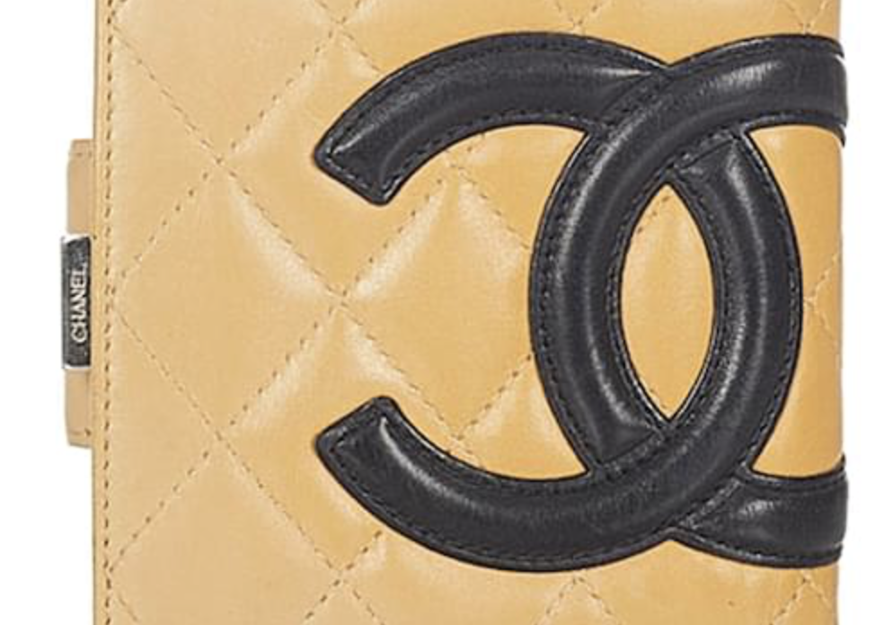 Chanel Cambon Line Wallet Leather Beige Black CC