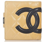 Chanel Cambon Line Wallet Leather Beige Black CC