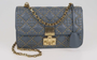 Dior Addict Studded Medium Flap Bag Blue Grey Leather
