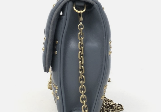 Dior Addict Studded Medium Flap Bag Blue Grey Leather
