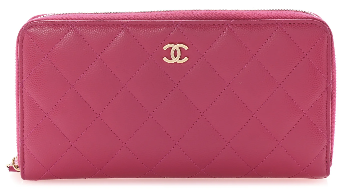 Chanel Caviar Bifold Wallet Bubblegum Pink