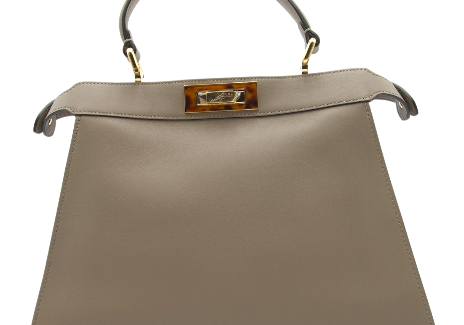 Fendi Peekaboo Medium Taupe Smooth Leather Gold Hardware