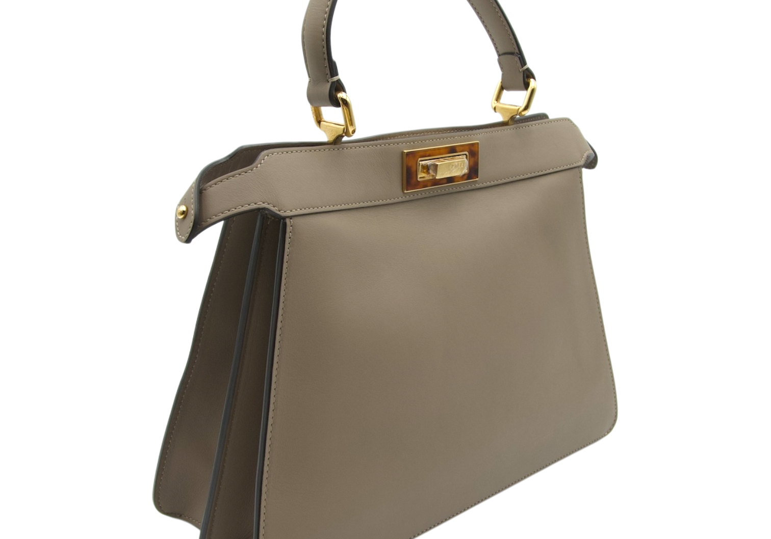 Fendi Peekaboo Medium Taupe Smooth Leather Gold Hardware