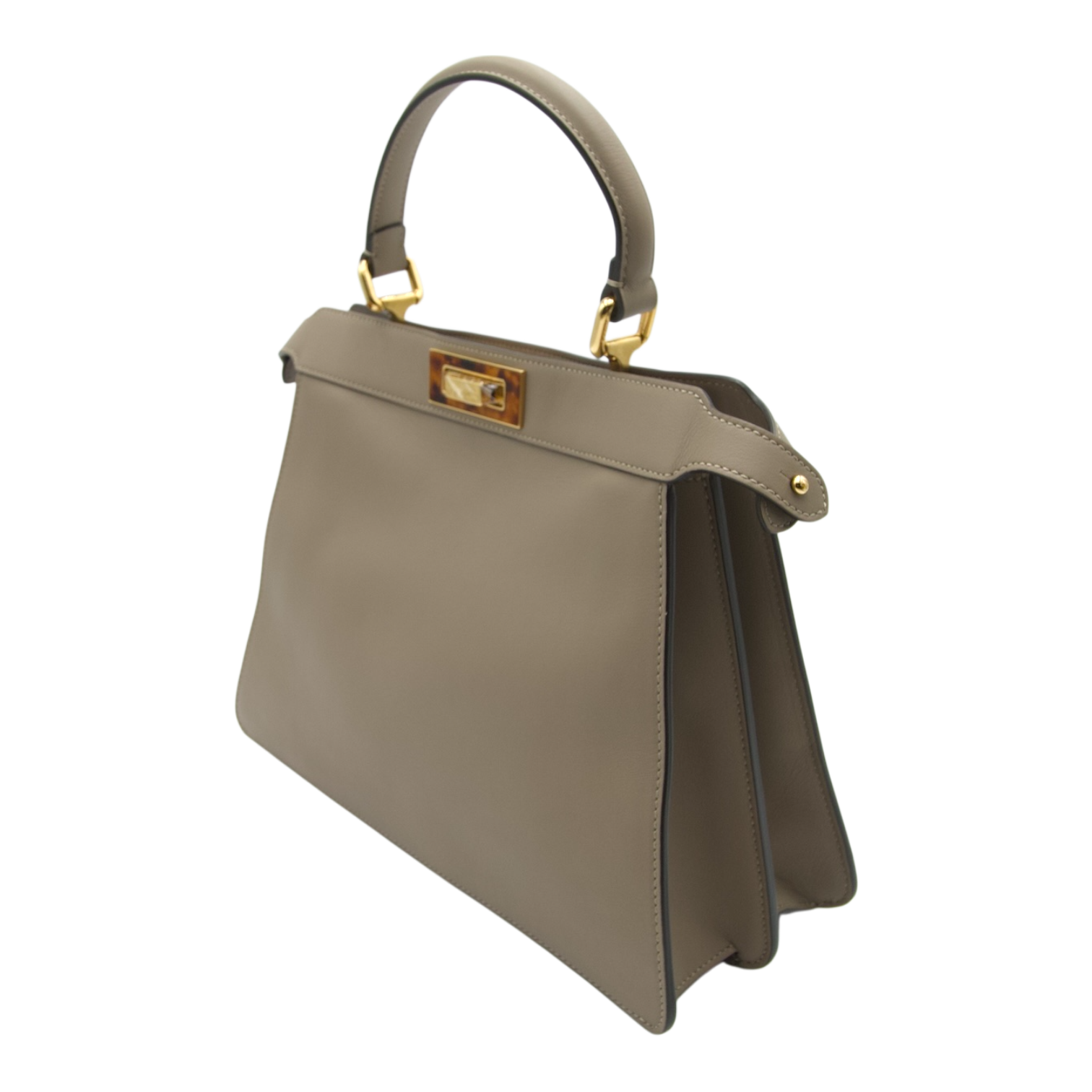 Fendi Peekaboo Medium Taupe Smooth Leather Gold Hardware