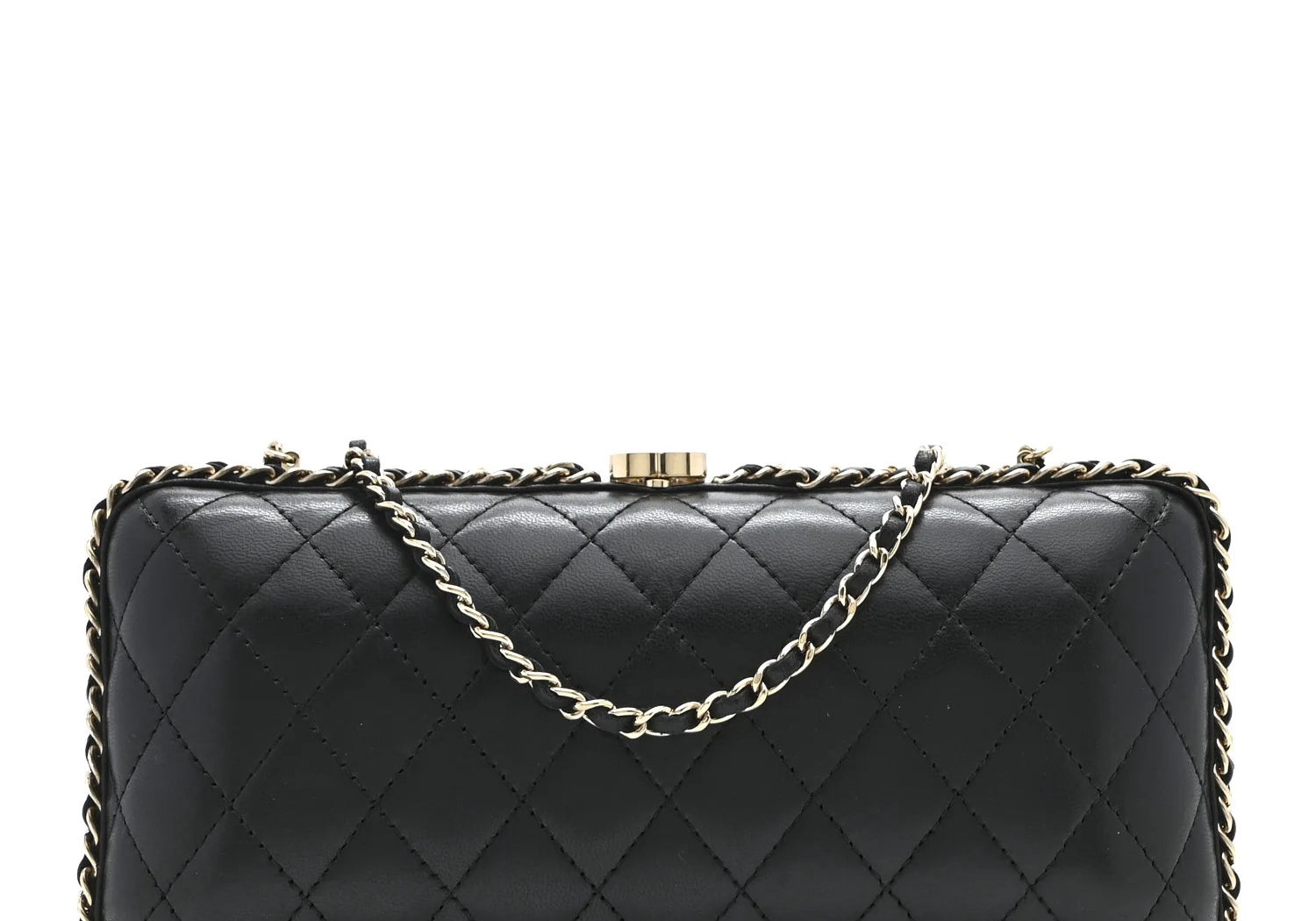 Chanel Double Chain Around Clutch Black Quilted Lambskin Leather