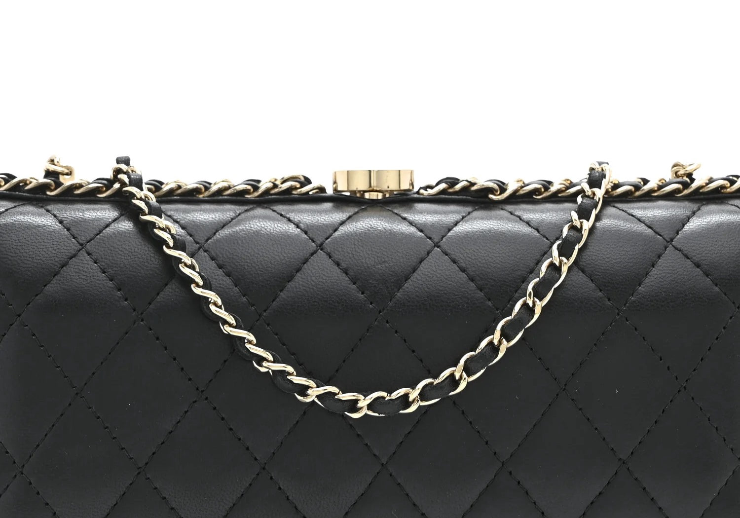 Chanel Double Chain Around Clutch Black Quilted Lambskin Leather