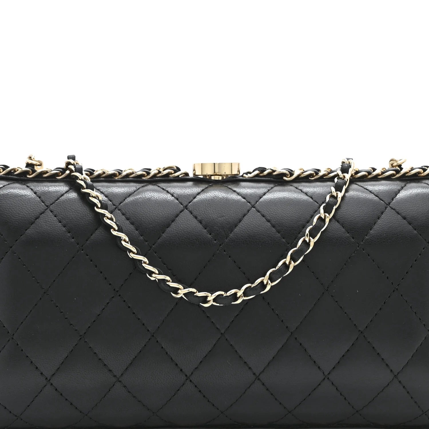 Chanel Double Chain Around Clutch Black Quilted Lambskin Leather
