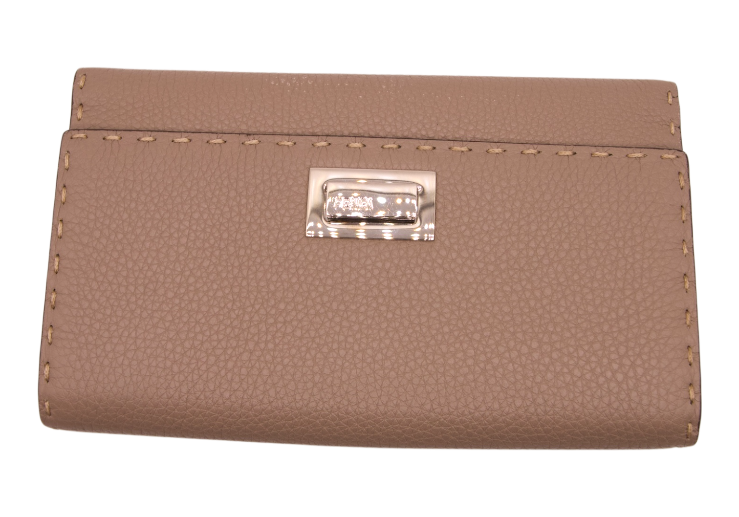 Fendi Continental Wallet Taupe Leather