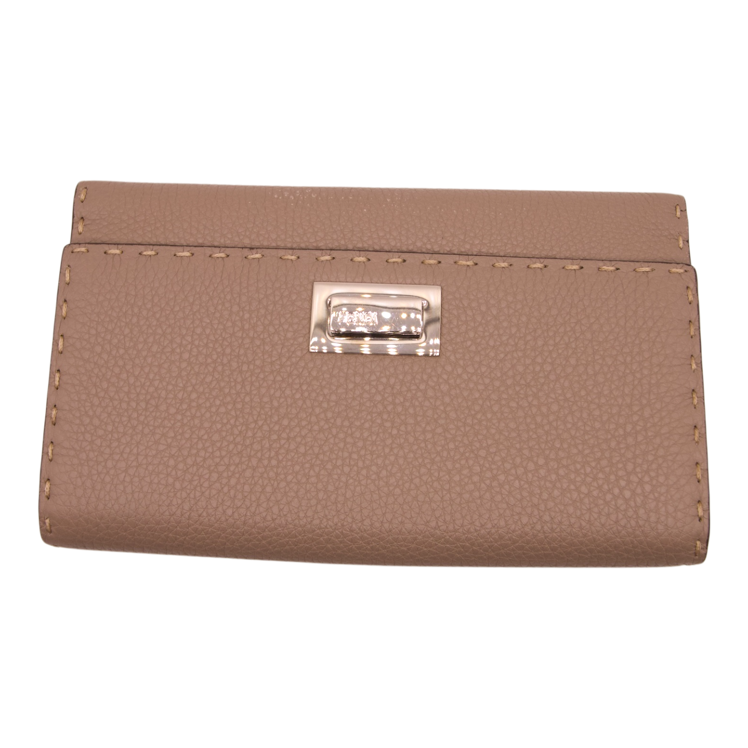 Fendi Continental Wallet Taupe Leather
