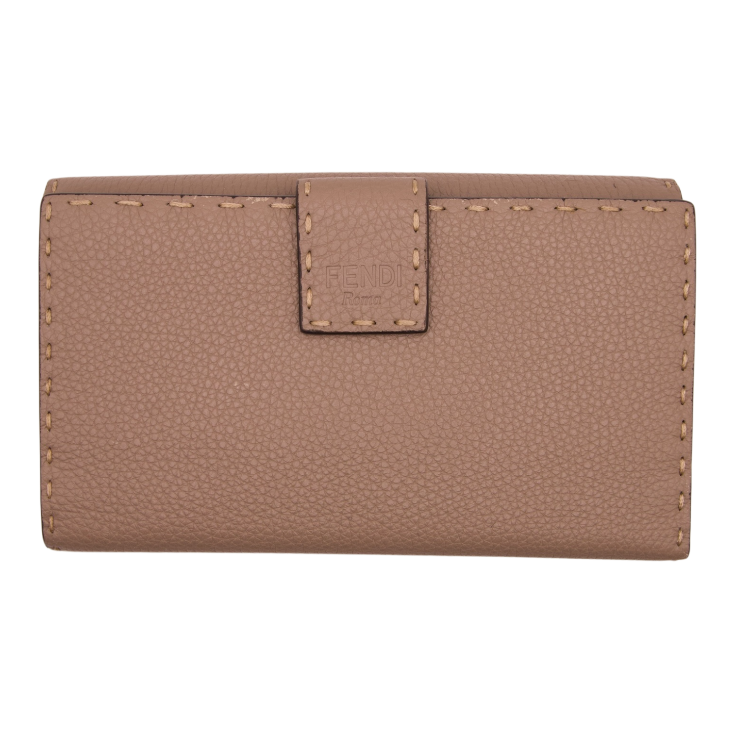 Fendi Continental Wallet Taupe Leather
