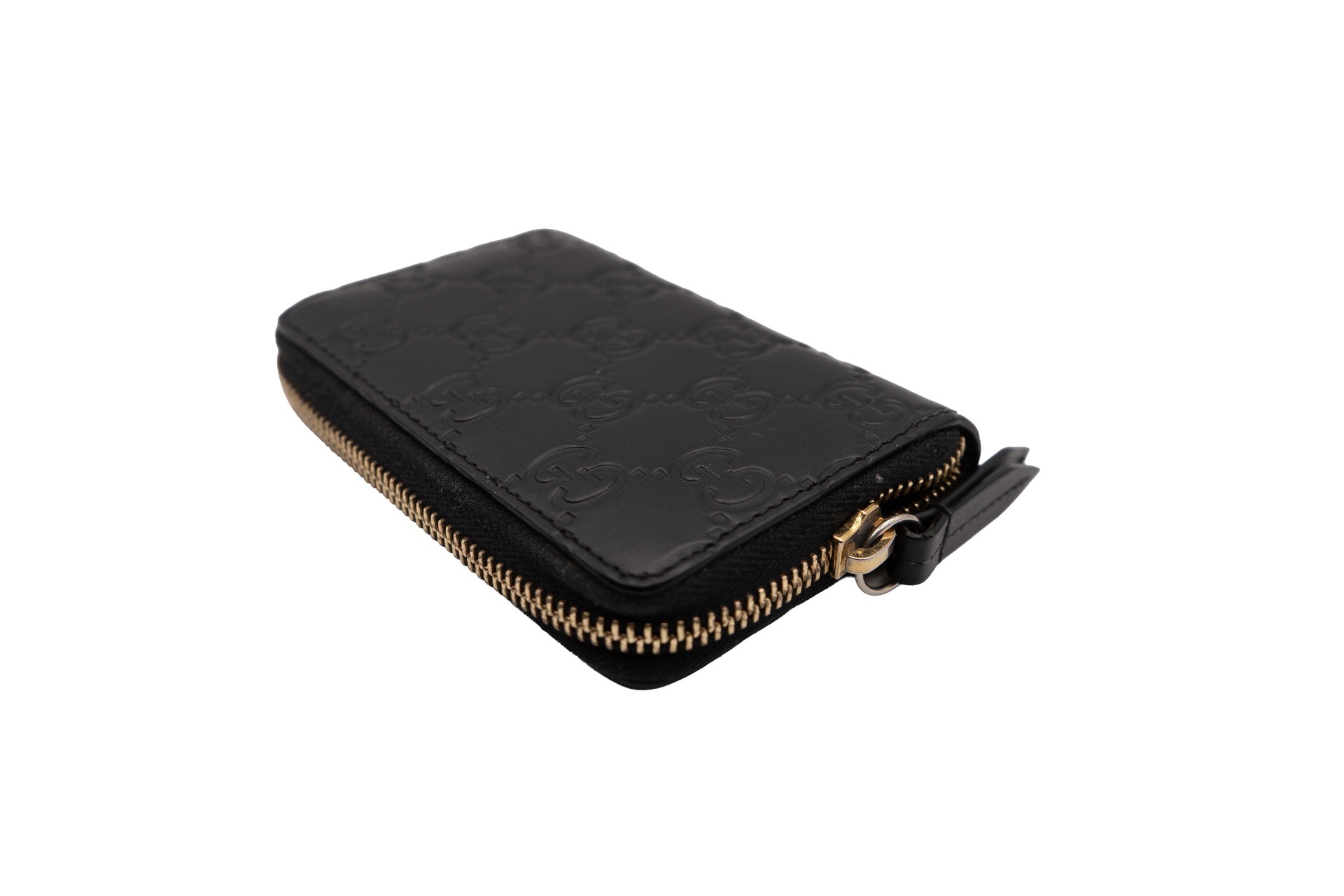 Gucci Guccissima Zip Around Card Case Black