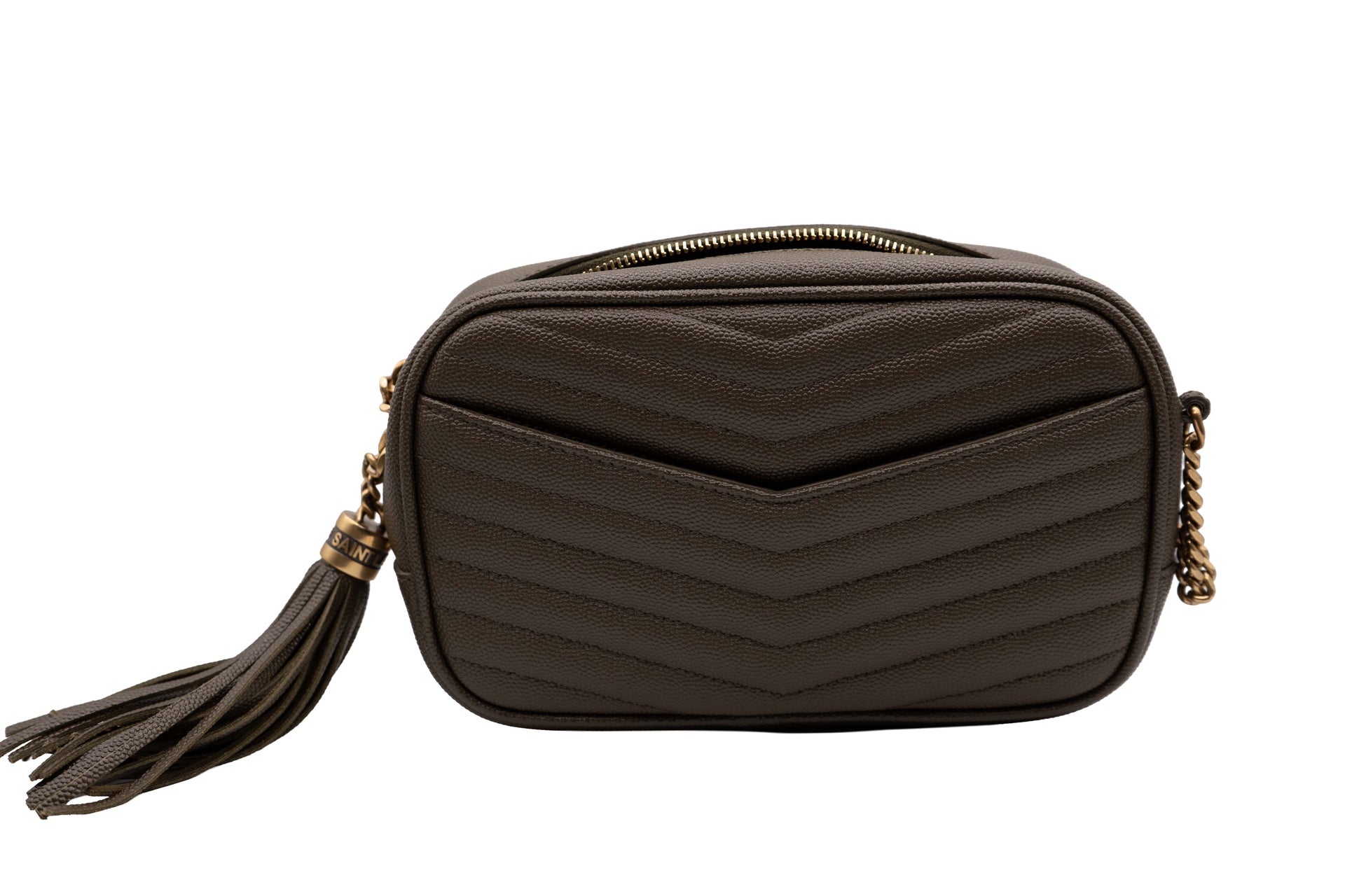 YSL Grain De Poudre Matelasse Monogram Mini Lou Camera Bag Seaweed