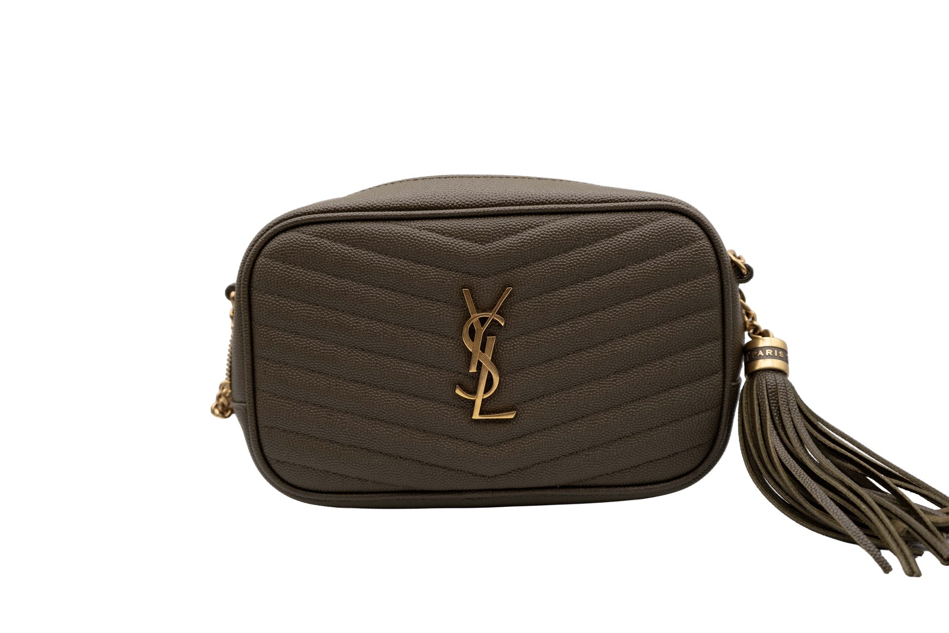 YSL Grain De Poudre Matelasse Monogram Mini Lou Camera Bag Seaweed