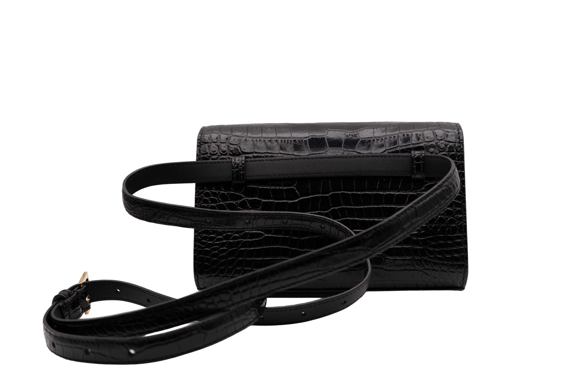 Saint Laurent Kate Crocodile Belt Bag Black