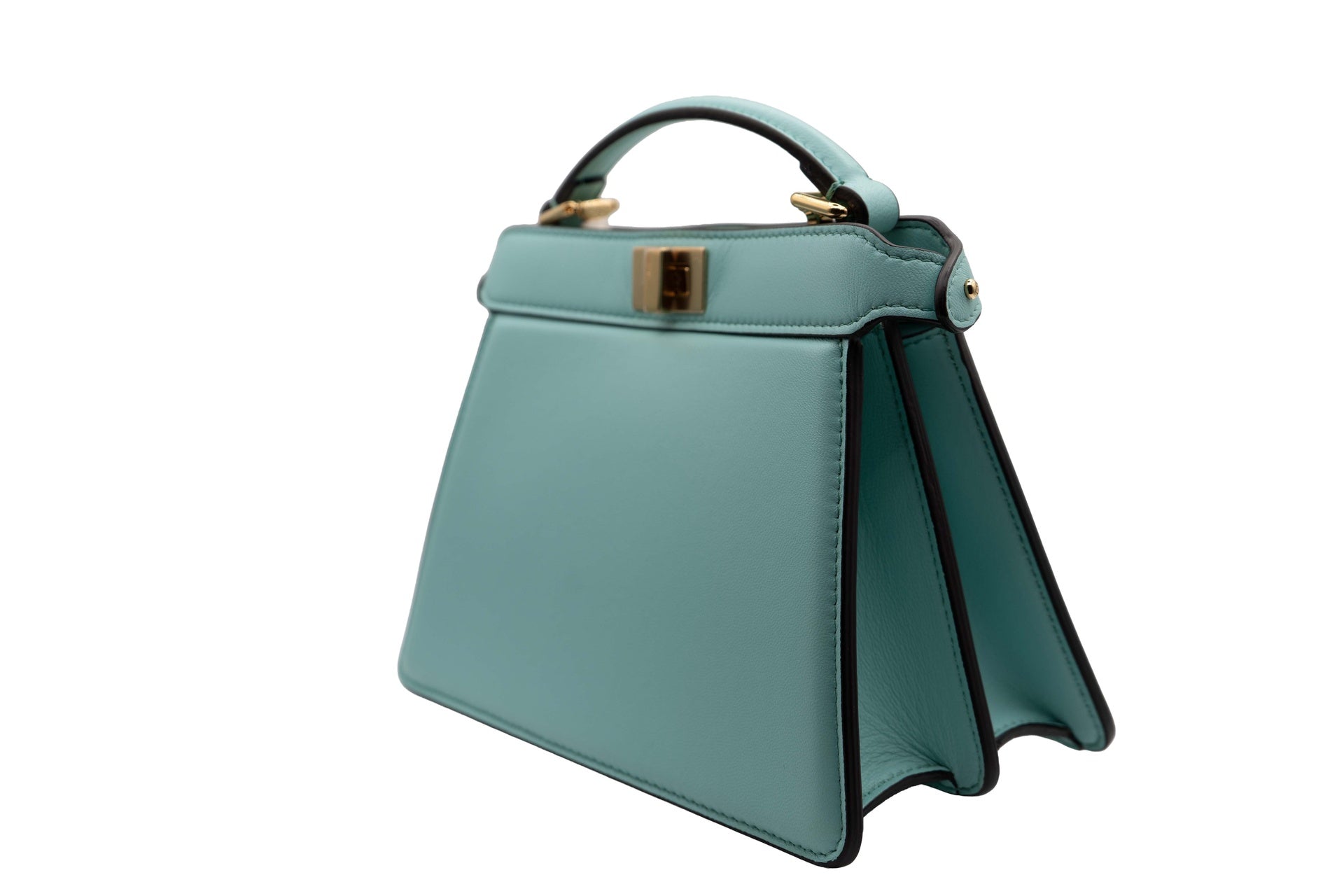 Fendi Leather Peekaboo Mini Tiffany Blue