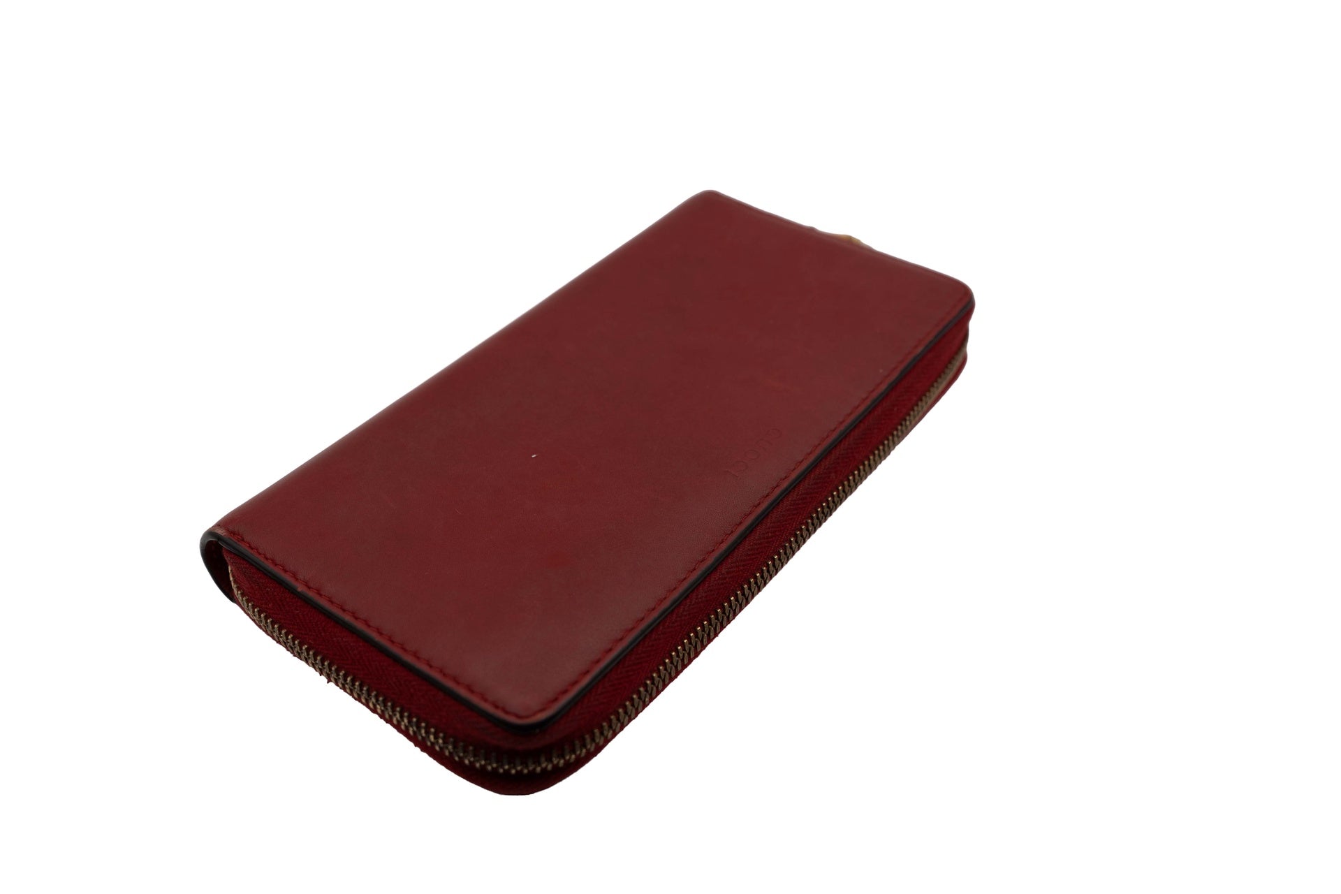 Gucci Red Leather Zip-Around Long Wallet Bamboo