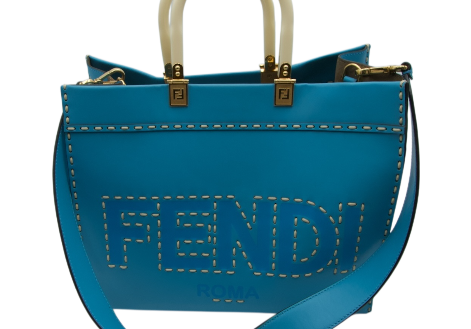 Fendi Salleria Blue Medium Sunshine Tote