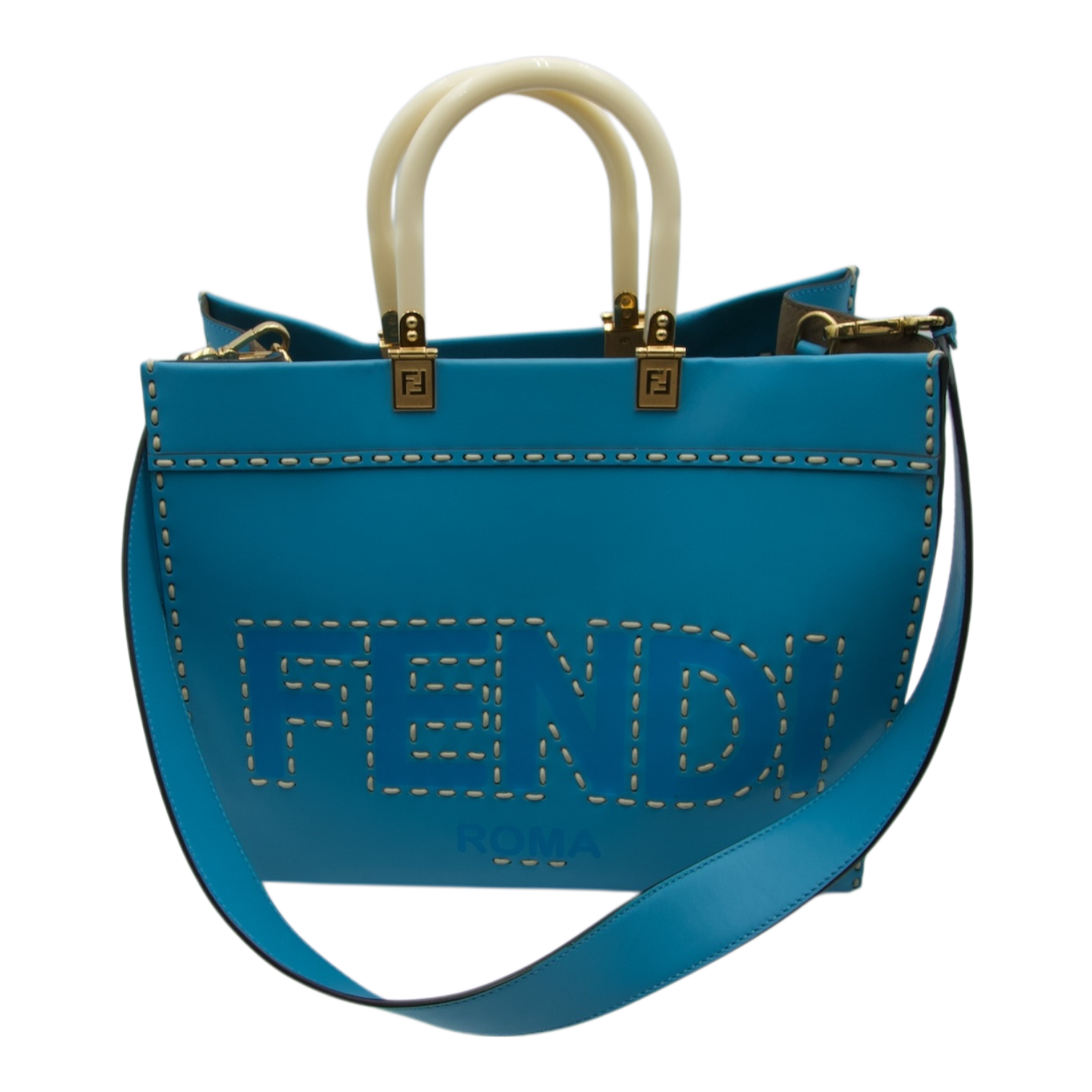 Fendi Salleria Blue Medium Sunshine Tote