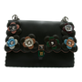 Fendi  Flowerland Kan Green Leather Shoulder Bag