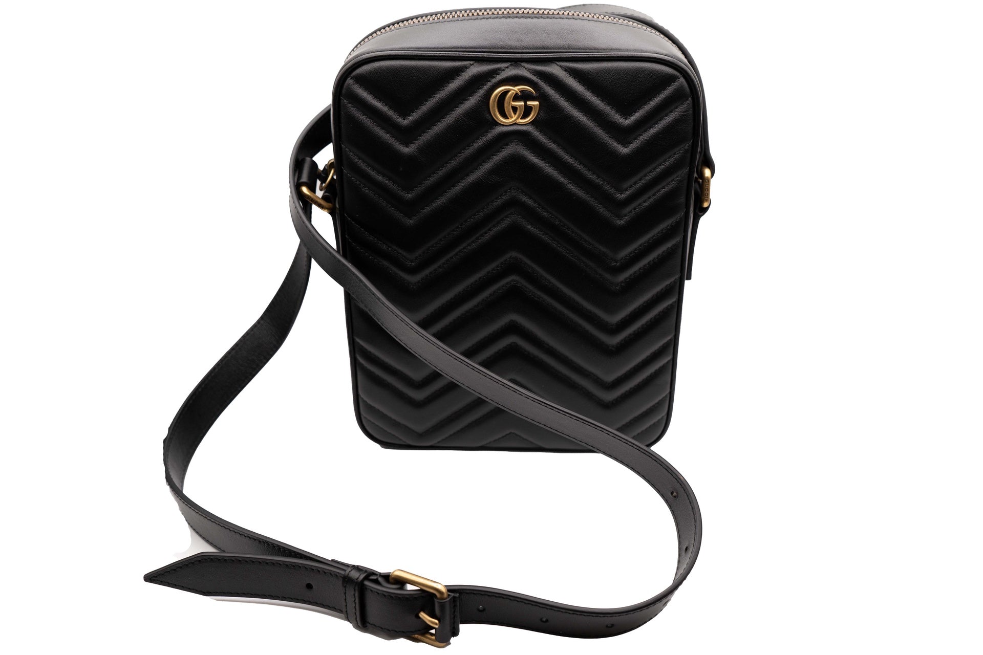 Gucci Matelasse GG Marmont Messenger Black Bag